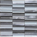 MBL4028 Decorative Snow White and Grey Strip Glass Mosaic Tile For Wall